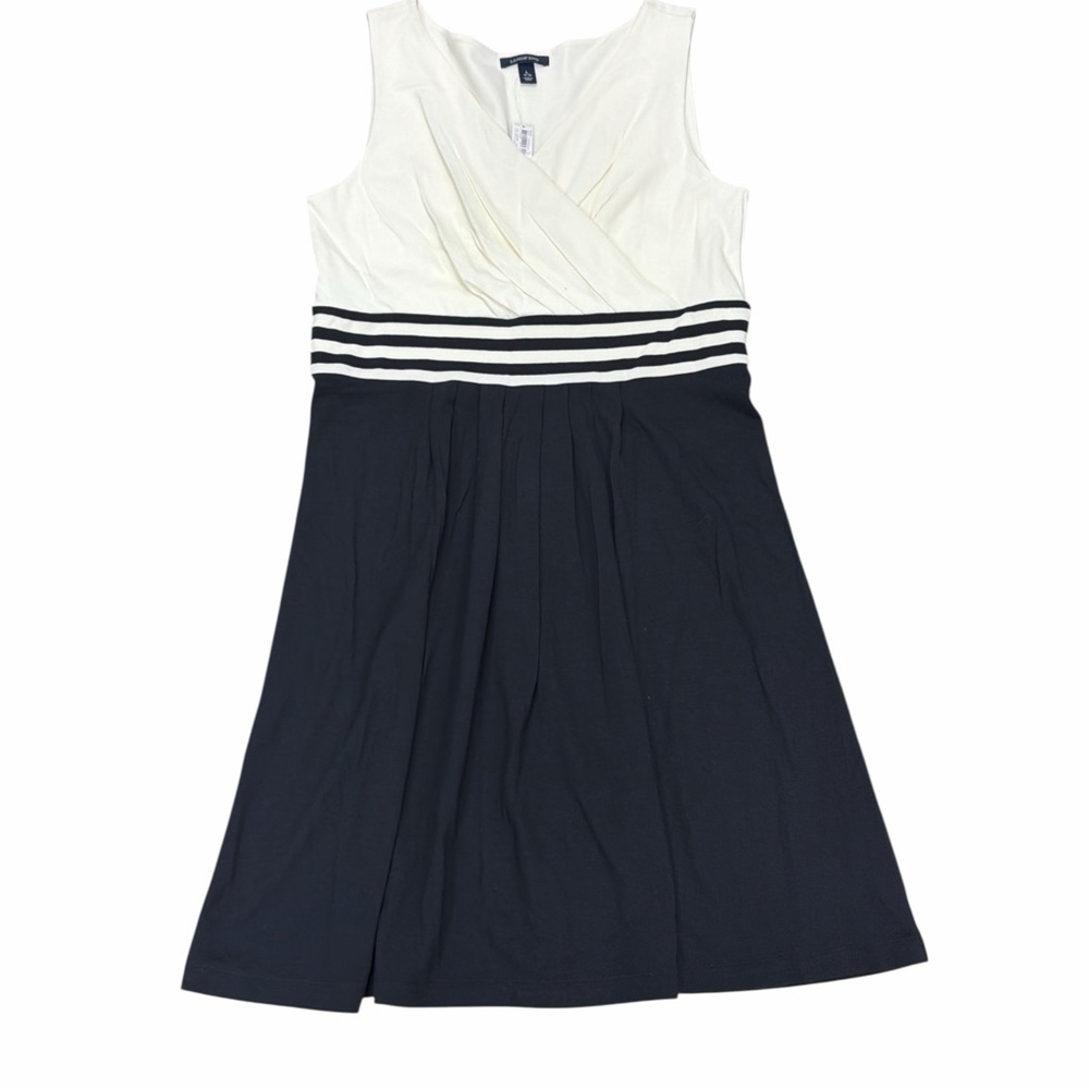 Land's End NWT Fit and Flate Black and Cream Sleeveless Dress